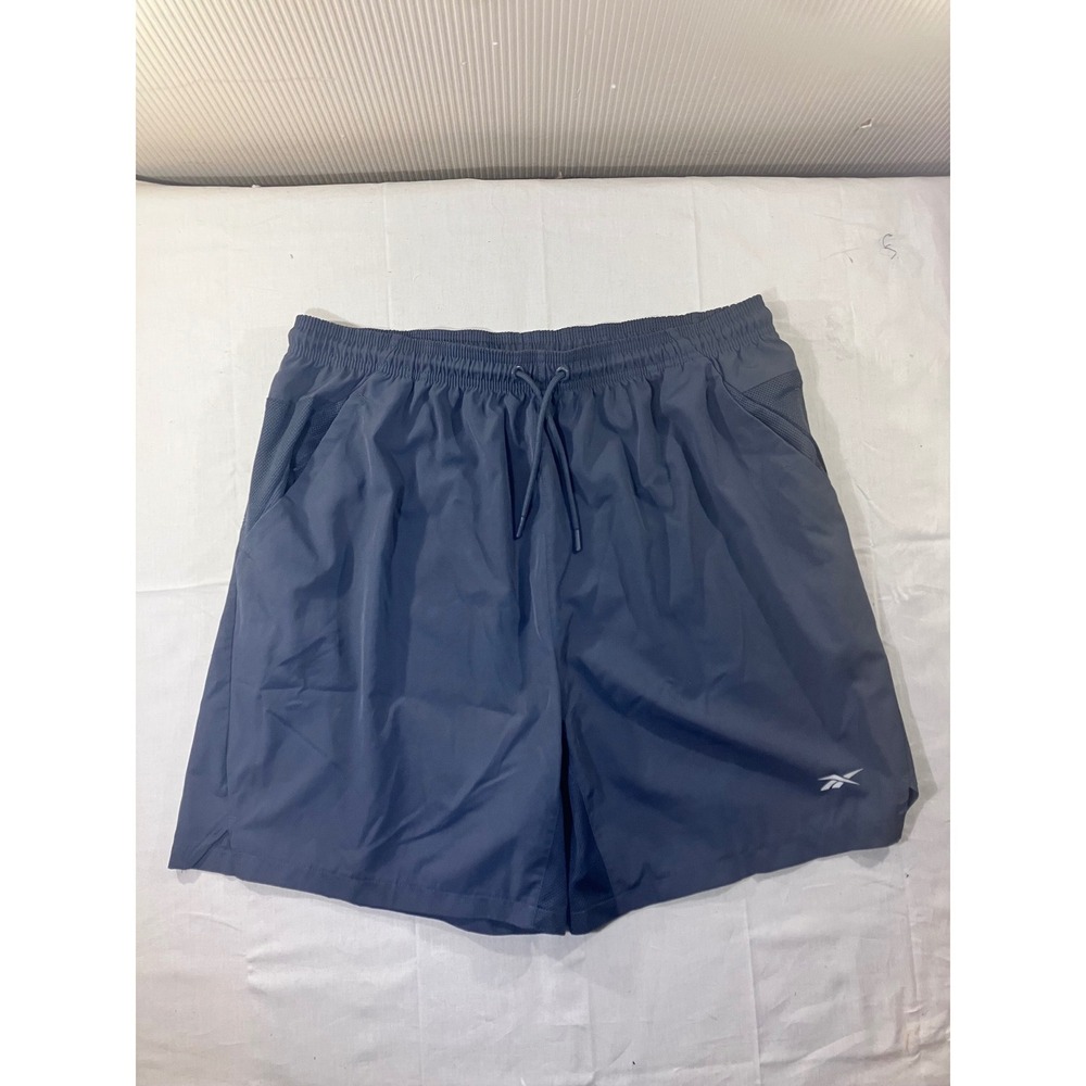 Reebok Mens XL Athletic Shorts Navy Blue Mesh Accents Drawstring Waist